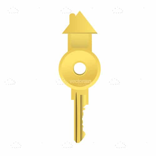 Golden House Shaped Key